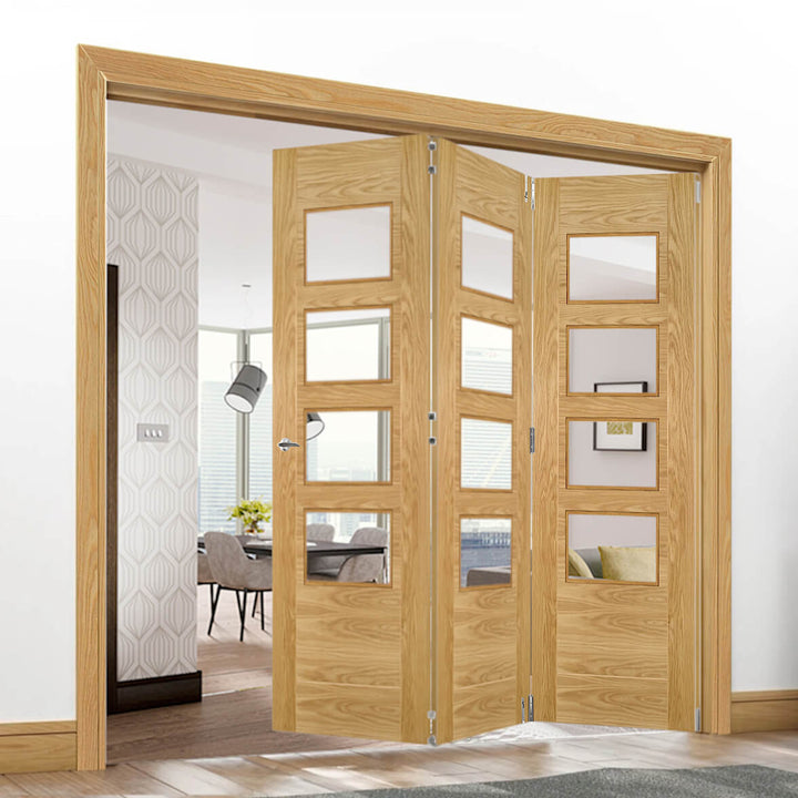 Seville Oak 4L Clear Glazed Room Divider Fully Finished