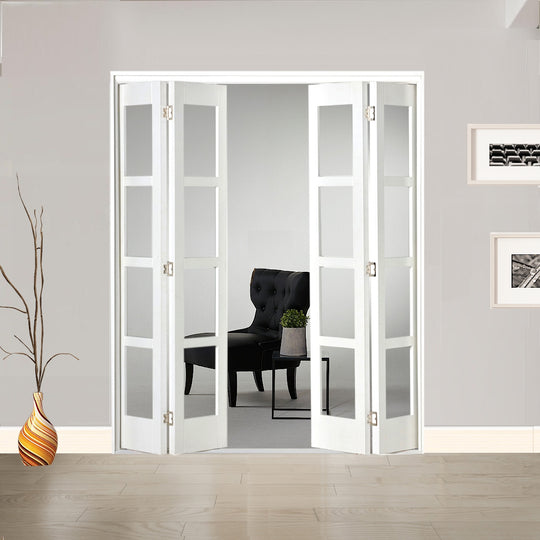 4 Leaf White Shaker 4L Clear Glazed Bi-Folding Set