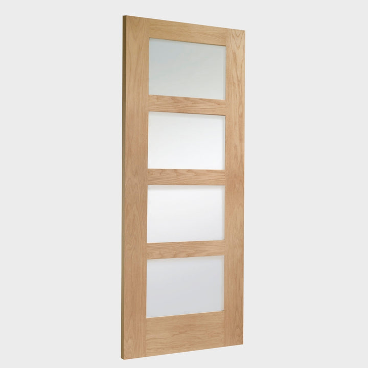 Oak Shaker 4 Light Offset French Doors with Demi Panel