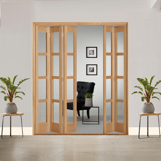 5 Leaf Oak Shaker 4L Clear Glazed Bi-Folding Set