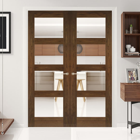 Walnut Shaker Clear Glazed Door Pair