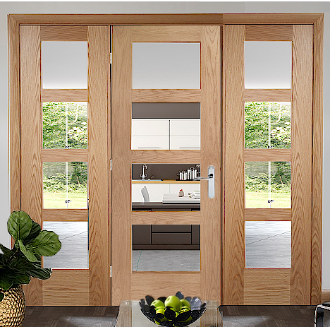 Oak Shaker 4 Light Room Divider with Matching Side Panels 