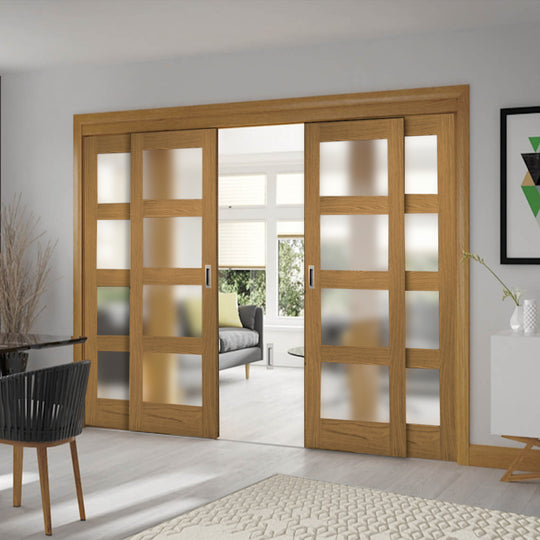 Sliding French Doors with Shaker Obscure Glazed Doors