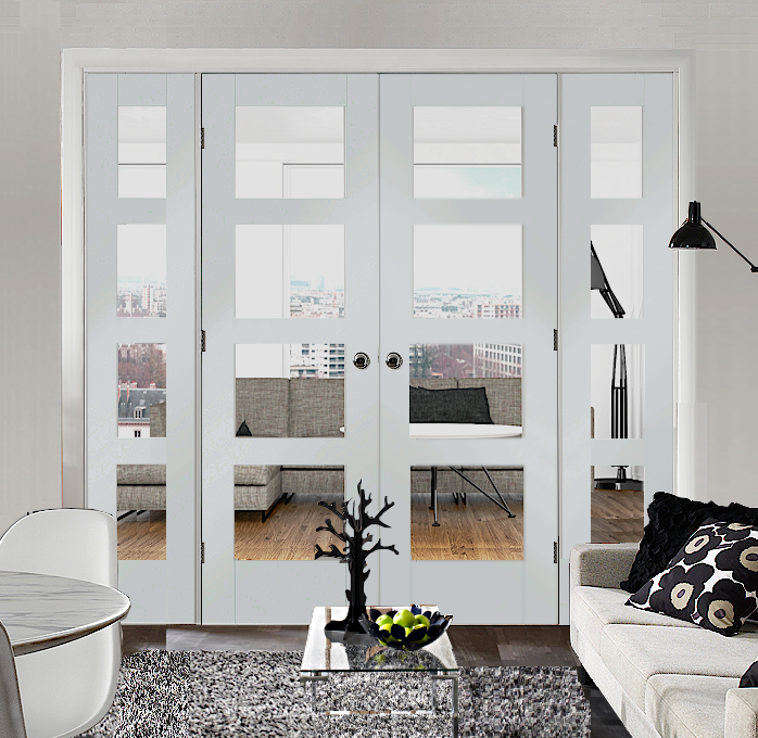Shaker White 4 Light French Doors with Demi Panels 
