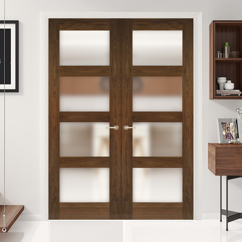 Walnut Shaker Frosted Glazed Door Pair