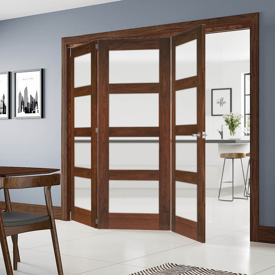 Shaker Walnut Obscure Glazed Room Divider
