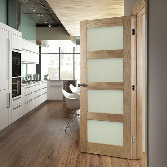 Coventry Internal Oak Door With Obscure Glass