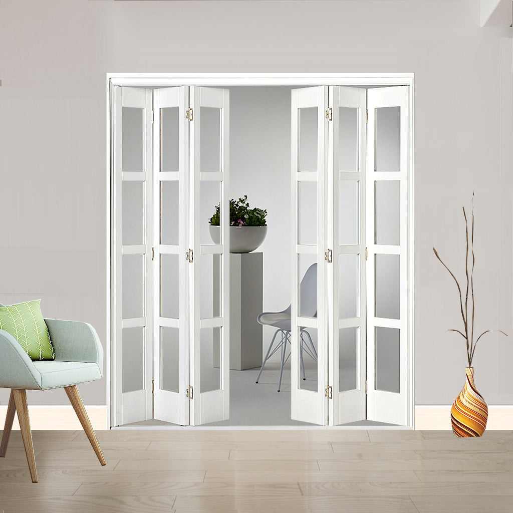 6 Leaf White Shaker 4L Clear Glazed Bi-Folding Set