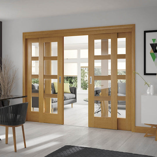 Sliding French Doors with Shaker Clear Glazed Doors