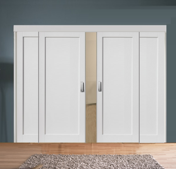 Sliding Room Divider with White Pattern 10 Doors 