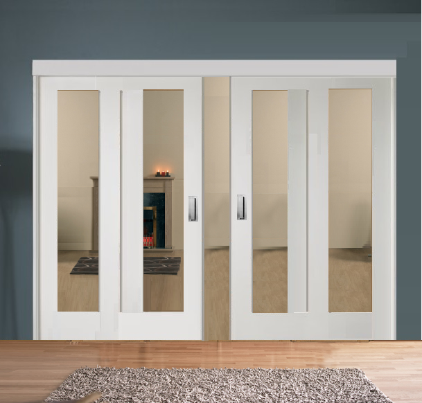Sliding French Doors with White Pattern 10 Clear Glazed Doors 