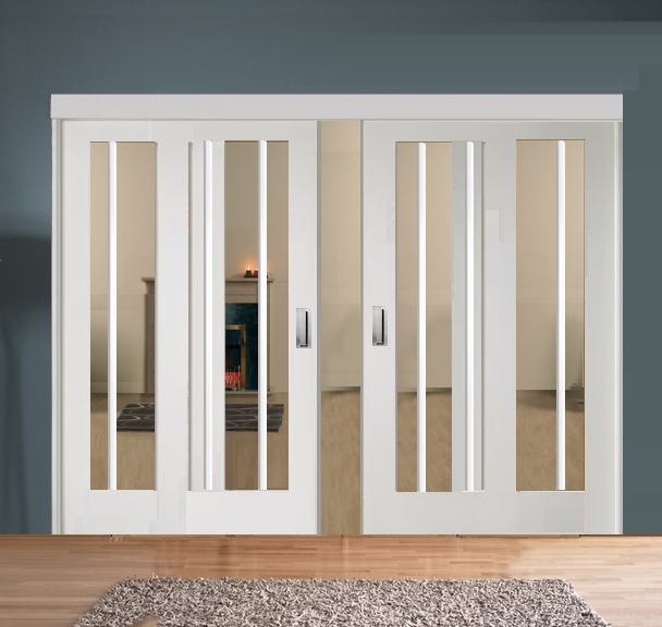 Sliding French Divider with White Worcester Glazed Doors 