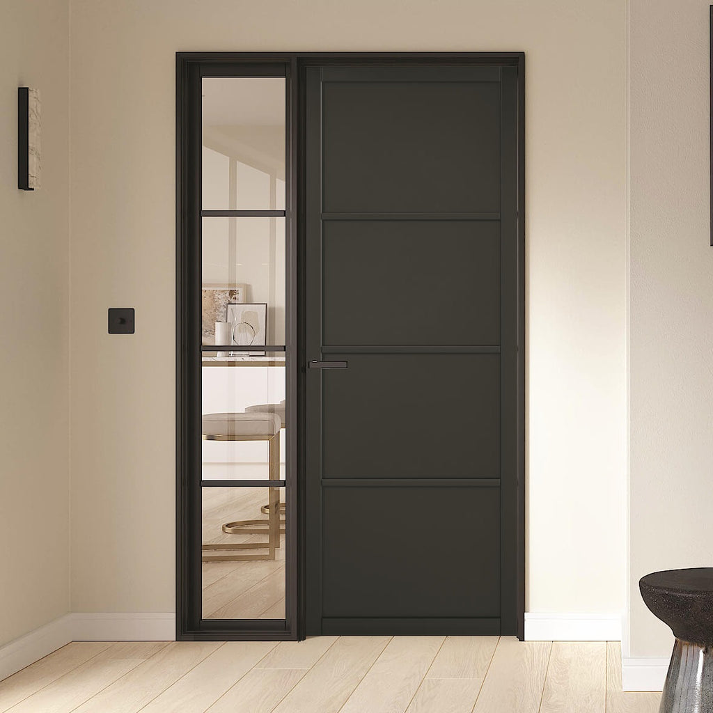 Black Soho 4P Door with Fixed Demi Panel 