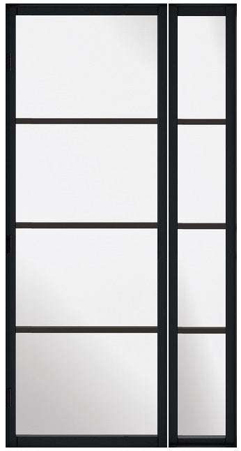 Black Soho 4P/4L Industrial Style Offset French Doors with Demi Panel 