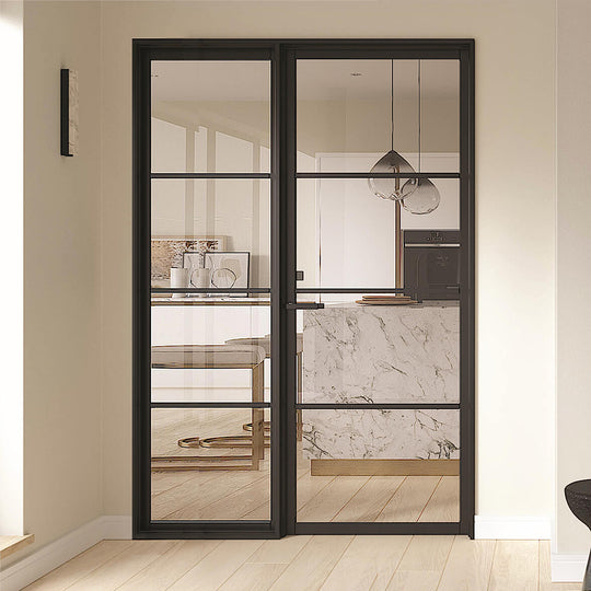 Black Soho 4L Door with Fixed Side Panel