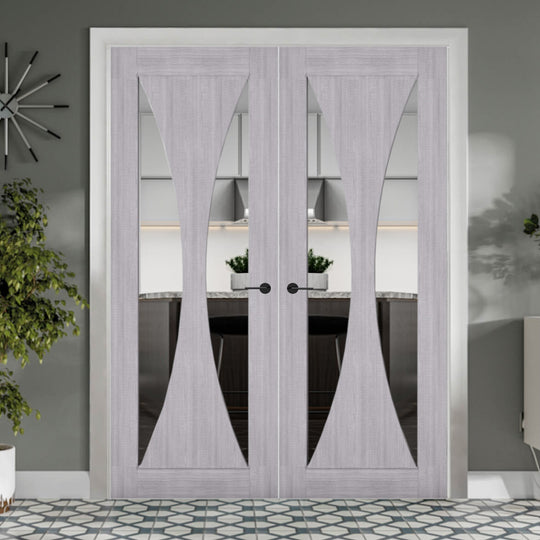Sorrento Clear Glazed Grey Door Pair