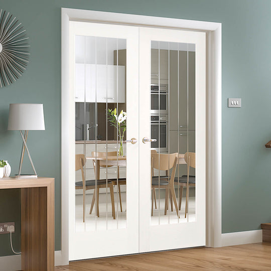 Suffolk White French Doors with Etched Glass