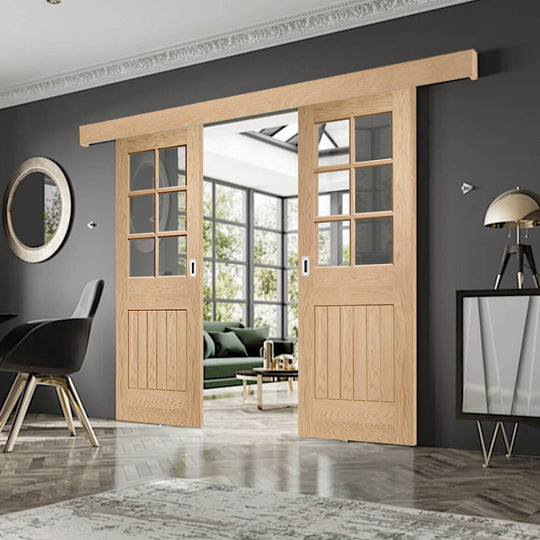 Suffolk Oak Glazed Double Sliding Door System