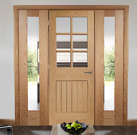 Oak Suffolk Clear Glazed Room Divider with Demi Panels