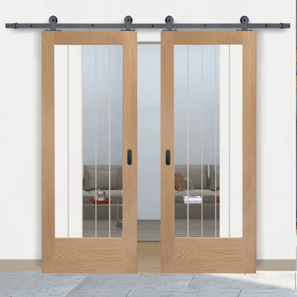 Suffolk 1 Light Oak Double Doors with Double Sliding Track