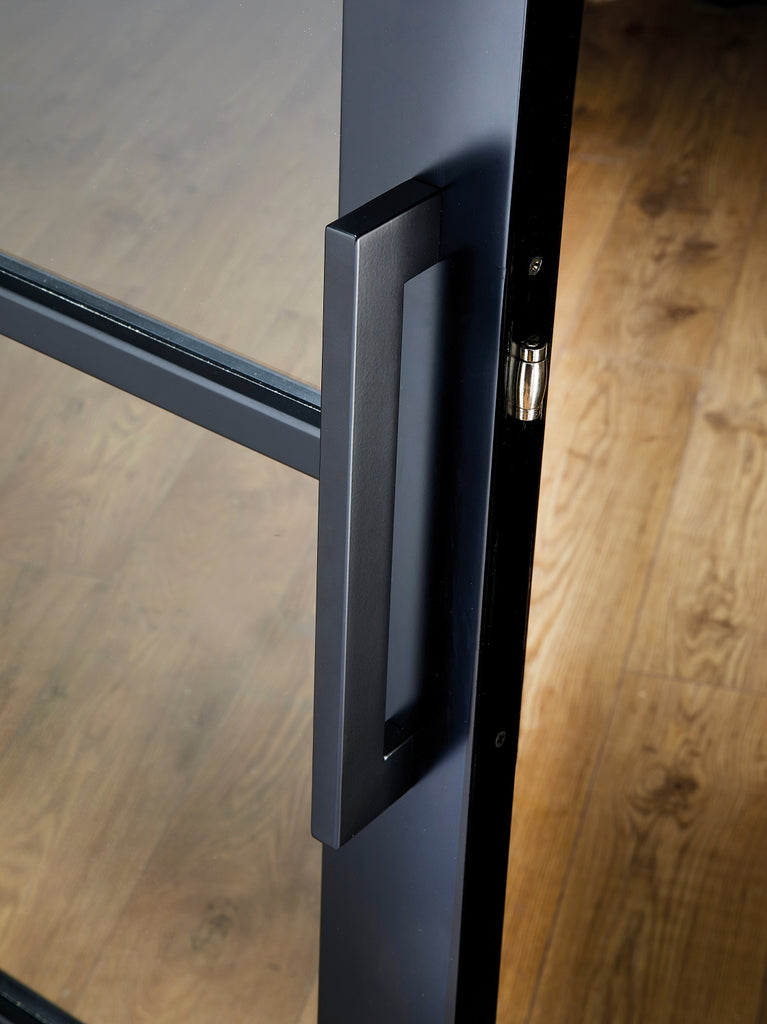 Black Soho 4P/4L Industrial Style Offset French Doors with Side Panel 