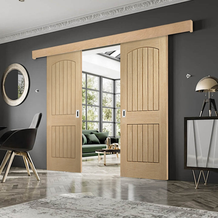 Sussex Oak Double Sliding Door System