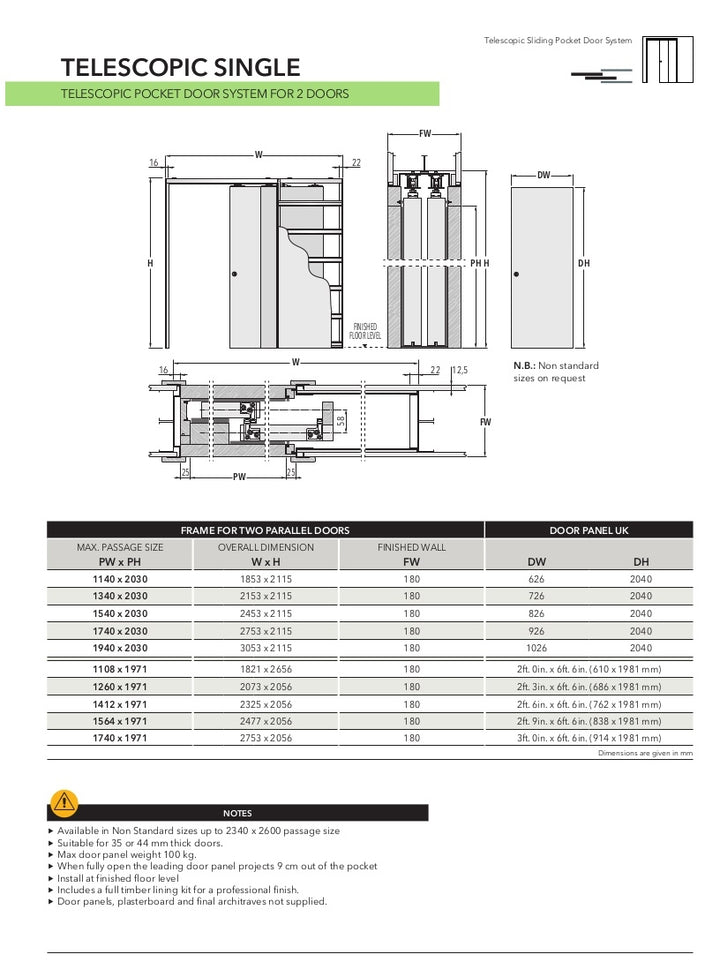 Telescopic Pocket Door System Single