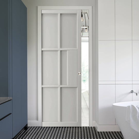 Civic White Industrial Style Pocket Door Set