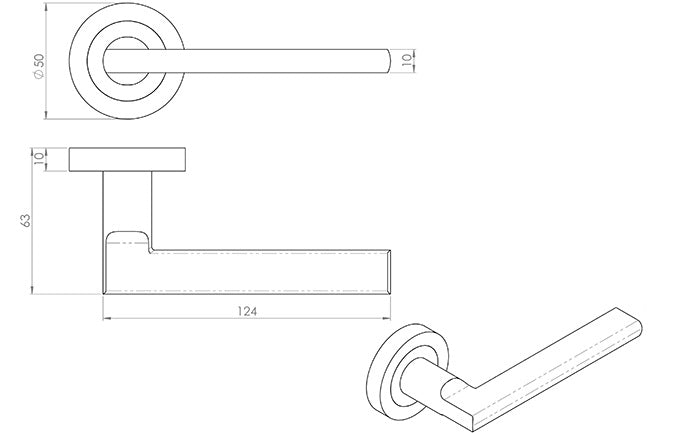 Trentino Lever On Rose Black Dimensions