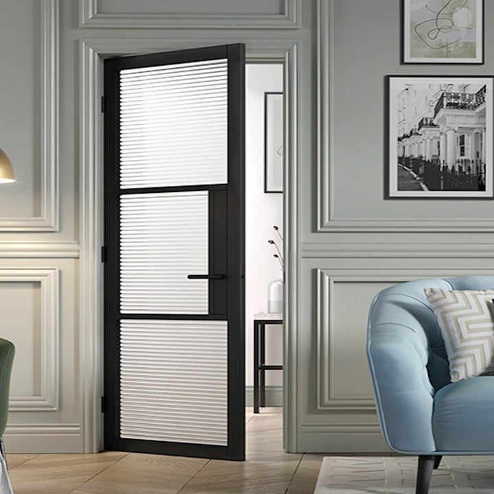 Black Tribeca 3L Internal Door with Reeded Glass 