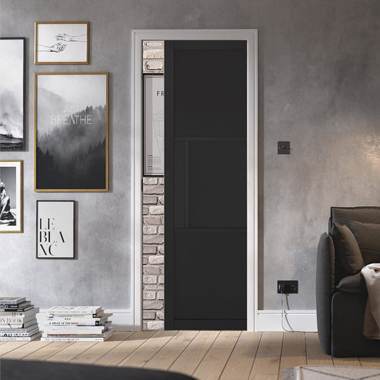 Black Tribeca 3 Panel Pocket Door System