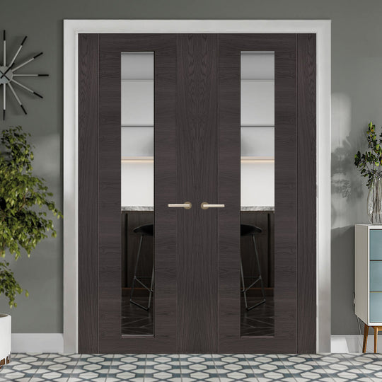 Umber Grey Laminate Forli Clear Glazed Door Pair