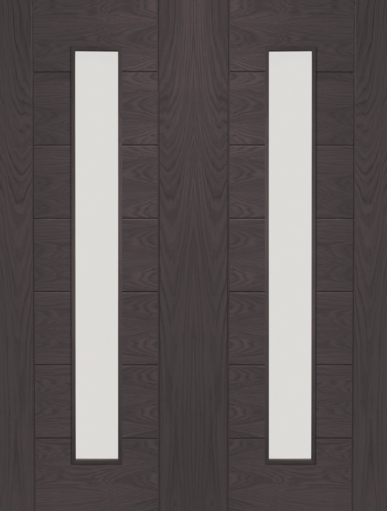 Umber Grey Laminate Palermo Clear Glazed Door Pair