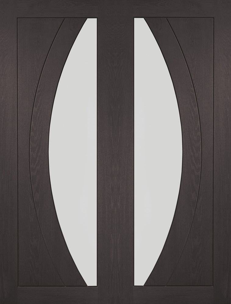Umber Grey Laminate Salerno Clear Glazed Door Pair