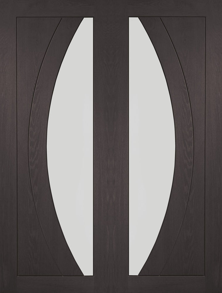 Umber Grey Laminate Salerno Clear Glazed Door Pair