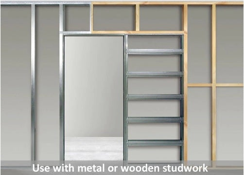 Single Satin Glass Pocket Door System 