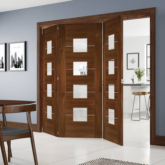 Valencia Walnut Clear Glazed Room Divider