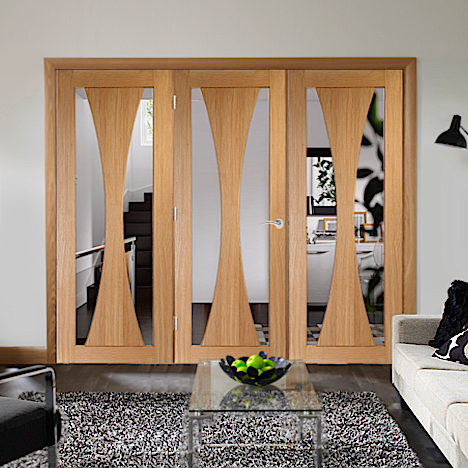 Verona Oak Door Room Divider with Verona Side Panels 