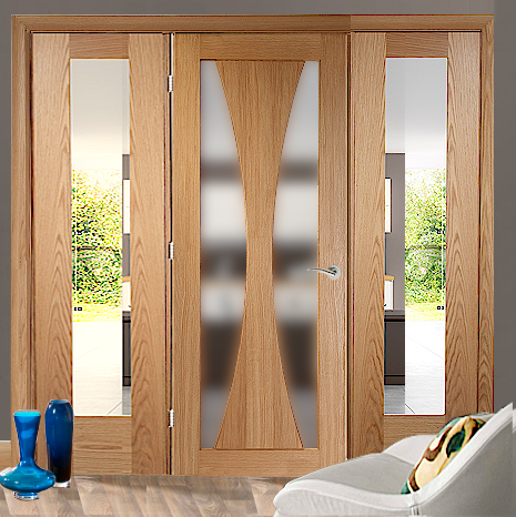 Verona Oak Door Room Divider with Demi Panels
