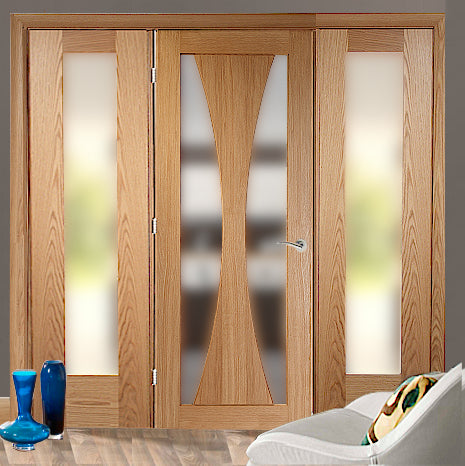 Verona Oak Door Room Divider with Side Panels 