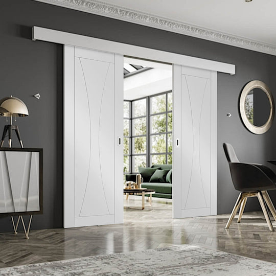 Verona White Double Sliding Door System
