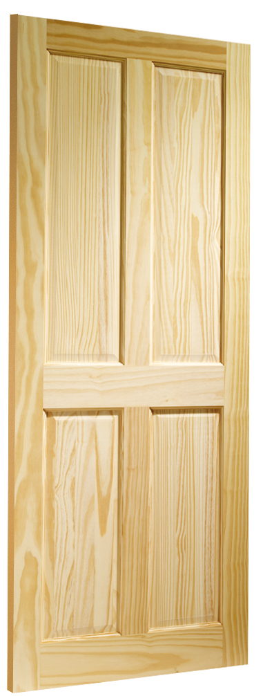 Clear Pine Victorian 4 Panel Fire Door Skewed Image