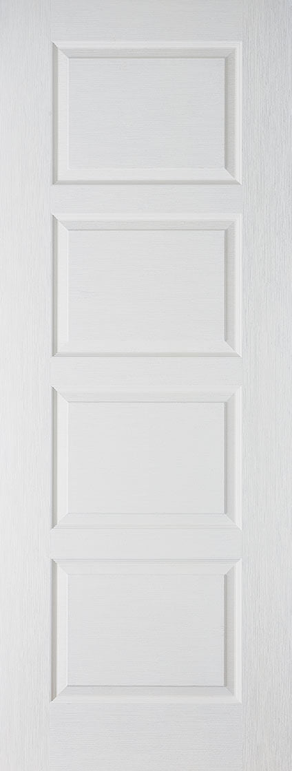 WHITE MOULDED CONTEMPORARY 4 PANEL FIRE DOOR