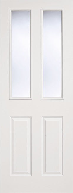 White Moulded Textured 2 Panel 2 Light Clear Glazed Door