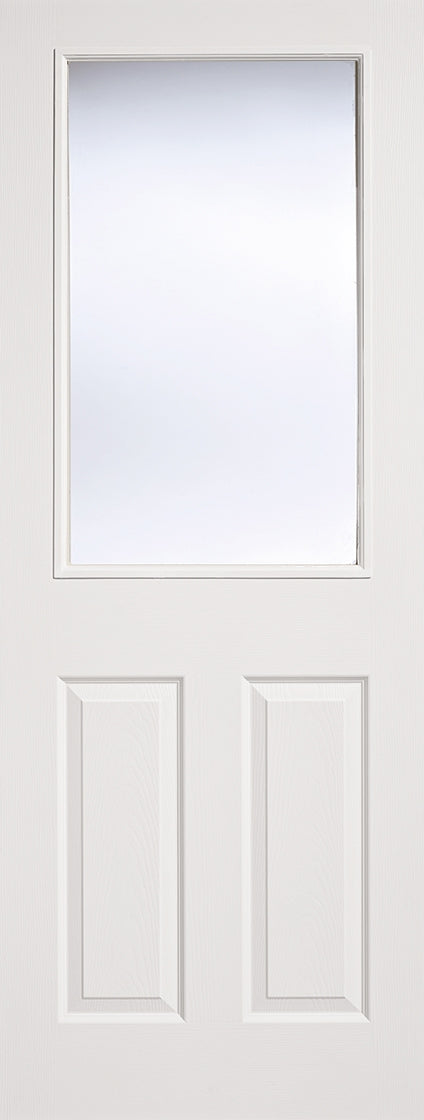 White Moulded 2 Panel 1 Light Internal Door 