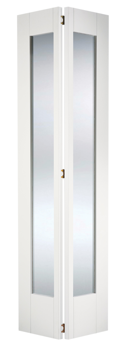 Shaker 1L Glazed White Primed Bifold Door 