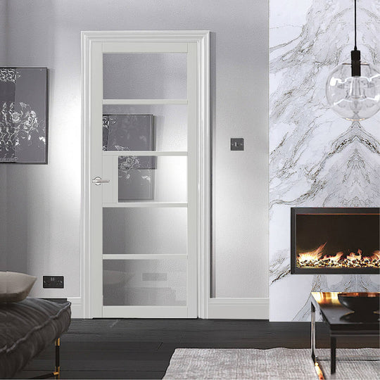 Metro White 5L Glazed Industrial Style Door Fully Finished