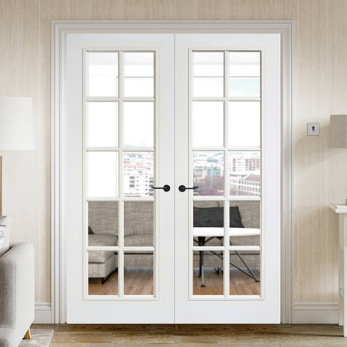 Buy White Moulded 10 Light Internal French Doors | Emerald Doors
