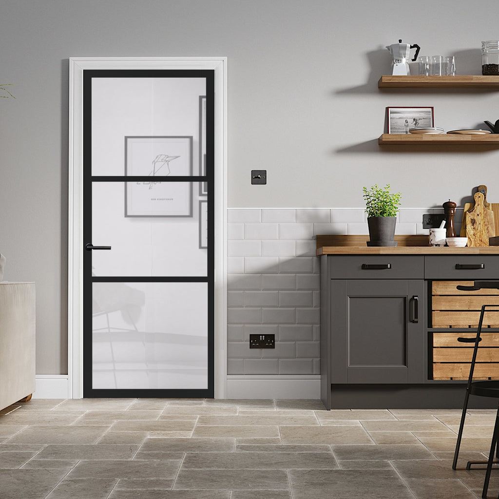 Modern Slimstile 80mm Clear Glazed Industrial Style Door
