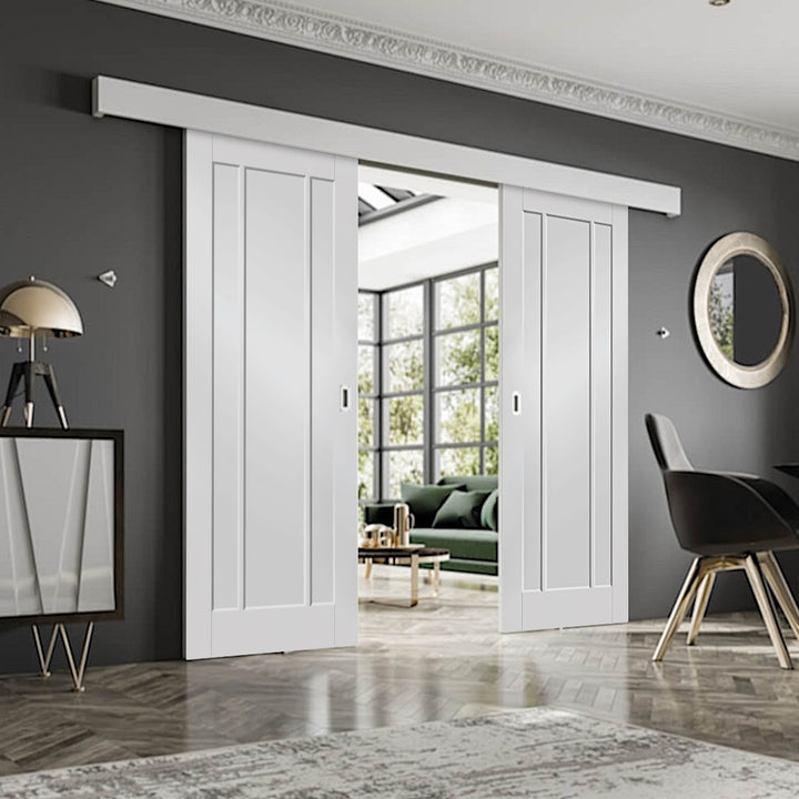Worcester White Double Sliding Door System 